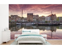 Behang - Fotobehang Rotterdam - Boot - Reflectie - Breedte 330 cm x hoogte 220 cm