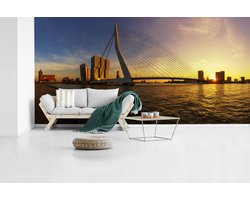 Behang - Fotobehang Rotterdam - Zonsondergang - Erasmus - Breedte 465 cm x hoogte 260 cm