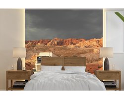 Behang - Fotobehang Vrachtwagen - Weg - Rotsen - Breedte 260 cm x hoogte 260 cm