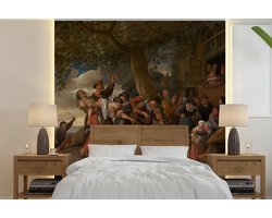 Behang - Fotobehang Wie een varken is moet in het kot - Jan Steen - Breedte 260 cm x hoogte 260 cm