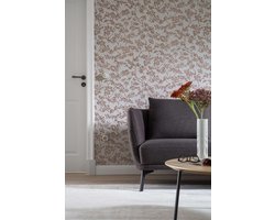 Behang Grijs - Koper - Bloemen - Woonkamer - Slaapkamer - Muurdecoratie