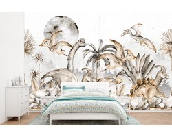 Behang jongenskamer - Fotobehang Dino - Jungle - Natuur - Dieren - Kinderen - Kids - Breedte 600 cm x hoogte 400 cm - Kinderbehang