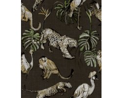 Behang jungle dieren - Behang - Muurdecoratie - Wanddecoratie - Vliesbehang - Zero - 0,53 x 10,05 M.