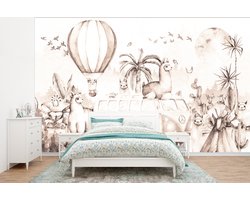 Behang kinderkamer - Fotobehang Alpaca - Dieren - Kinderen - Jongens - Meisjes - Breedte 320 cm x hoogte 240 cm - Kinderbehang