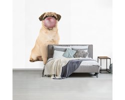 Behang kinderkamer - Fotobehang Hond - Dieren - Kauwgom - Kinderen - Jongens - Meisjes - Breedte 170 cm x hoogte 260 cm - Kinderbehang