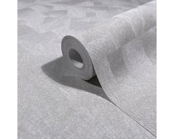 Behang - Licht Grafisch Reliëf - Structuur - Grijs - Japandi - Vliesbehang - Woonkamer Slaapkamer - 0,53 x 10,05 M – Whisper