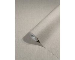 Behang - Linnen - lichte streep structuur - Donker Greige / Taupe - Wandbekleding - Vliesbehang - Vintage Deluxe - 0,53 x 10,05 M.