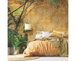 Behang met betonstuc look - Behang - Muurdecoratie - Wallpaper - Vliesbehang - Assorti 2022-2024 - 0,53 x 10,05 M. - betonlook - goud behang- slaapkamer en woonkamer behang