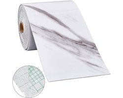 Behang met marmereffect - afpellen en opplakken - wit - zelfklevend - rand voor spiegel - pvc-behang - waterdicht - afneembaar - voor badkamerspiegel - tegels - decoratie - interieur-verbetering