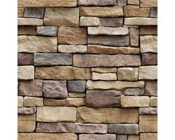 Behang - Muurstickers - Bakstenen behang - Gesimuleerde stenen met rotspatroon - 3D Muurstickers - Decoratiebehang voor thuis - PVC - Zelfklevend - 45*1000cm - Muurdecoratie