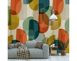 Behang poster Colorful florals en retro warm retro