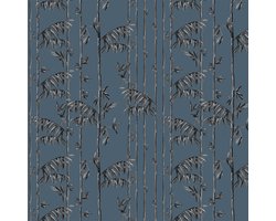 Behang staal Bamboo Leaves blauw