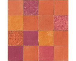 Behang voor badkamers en keukens Profhome 374065-GU vliesbehang licht gestructureerd met geometrische vormen mat oranje rood 5,33 m2