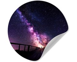 Behangcirkel 120x120 cm - Muurstickers Heelal - Sterrenstelsel - Paars - Jongens - Meisjes - Kinderen - Muurcirkel woonkamer - Wandcirkel slaapkamer - Kamer decoratie zelfklevend - Muurdecoratie accessoires XXL