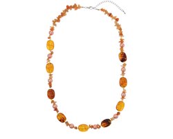 Behave – Ketting – Oranje Bruin – Lange Halsketting – Vintage Look – Nikkelvrij