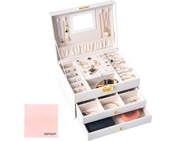 Behave Luxe Sieradendoos - Juwelendoos - Juwelen Houder - Juwelen Kistje - Sieraden - Incl. Zilverpoetsdoek - Wit