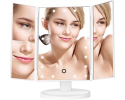 Behave Make Up spiegel met Verlichting - Inklapbaar - Dimbaar - 21 LED's - Incl USB kabel - 34,4 x 28 cm - Wit