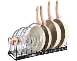Behave Pannenrek - Organizer - Anti slip - Dekselhouder - Verstelbaar - Zwart