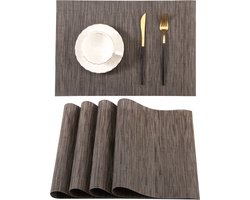 Behave Placemats - Duurzaam PVC en Polyester - Onderzetters - Hittebestendig - Makkelijk schoon te maken - 45 x 30 cm - Taupe - Set van 4 stuks