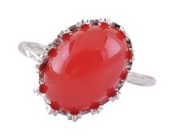 Behave - Ring - Zilverkleurige ring met ovale rode steen – Vintage glamour & power dressing