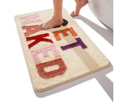 Beige badmat, kleurrijke badmat, antislip, wasbaar, badmat, mooie badmat, zachte microvezel douchemat, absorberend, 50 x 80 cm