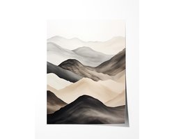 Beige Berglandschap Gelaagd - Poster 50x70 cm sfeervolle wanddecoratie voor woonkamer en slaapkamer - Premium papier - Zonder lijst