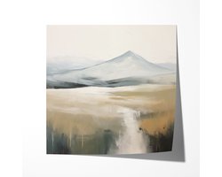Beige Berglandschap Schilderij - Poster 50x50 cm vierkant Sfeervolle wanddecoratie voor woonkamer en slaapkamer - Premium papier - Zonder lijst
