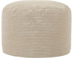 Beige Corduroy Zitzak Hocker - Poef voor Ontspanning en Extra Comfort