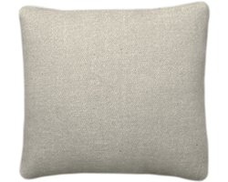 Beige double faced recycled wool square cushion