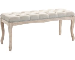 Beige Gestoffeerde Bank 110 x 40 x 48 cm, Vintage Zitbank, Bedbank, Truhenbank, Schoenenbank, Zithocker voor Hal, Slaapkamer en Woonkamer, Retro Design, Comfortabel, Stevig en Praktisch