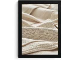 Beige Getextureerde Stof Fotolijst A4, Hoge Resolutie Afdruk, MDF Frame, Abstracte Wanddecoratie, Wandkunst, Moderne Kunst, Minimalistisch