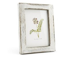 Beige houten fotolijst vintage look – staande en hangende fotolijst – rustieke foto houder met verweerde afwerking – landelijke wand decoratie voor thuis en kantoor