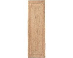Beige Jute Vloerkleed Loper 80x500 cm - Modern Tapijt voor Woonkamer en Slaapkamer