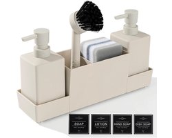 Beige Keuken Zeepdispenser Set - 4-in-1 Organizer - Beige