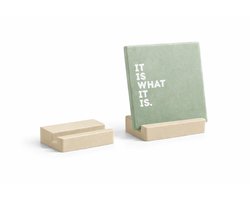 Beige Kunststof Tegelhouder met Houtvulling – Decoratieve Display Standaard voor Tegeltjes