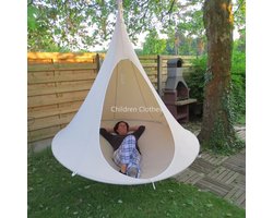 Beige Outdoor Schommel Stoel- Vliegende Schotel- Lichtgewicht Draagbare Nylon Hangmat- Backpack Camping- Reizen- -Vrije tijd Hangstoel- Nest Schommel- Swing Chair 100 cm Buitenschommel - Boom Tent- Plafond Hangende Slaapbank - Opvouwbare Kinderkamer
