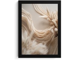Beige Pampasgras Fotolijst A4, Zachte Stof Kunst aan de Muur, Neutrale Decoratie, Abstracte Print, Hoge Resolutie, MDF Frame, Acrylglas
