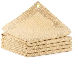 Beige schaduwnet met afgewerkte randen en warmte-isolatie, geschikt voor vetplanten en andere groene planten op balkons - Beige, 2 meter breed en 3 meter lang (afgewerkte randen en geperforeerd).