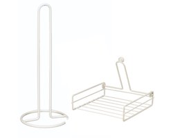 Beige Stalen Keukenset – Keukenrolhouder & Servetringen – Minimalistisch & Stijlvol - Japandi