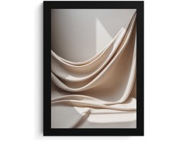 Beige Stoffen Fotolijst, A4 Ingelijste Wandkunst, Abstracte Elegante Kunst, Hoge Resolutie Print, MDF Frame, Acryl Glas, Wall Art, Fotolijst