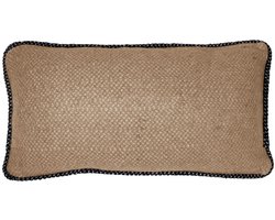 Beige structure recycled wool rectangle cushion