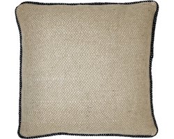 Beige structure recycled wool square cushion