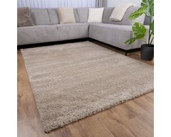 Beige Tapijt Hoogpolig Vloerkleed Koho Berber Luxe Shaggy - 140x200cm- Modern - Woonkamer - Salon - Slaapkamer - Eetkamer