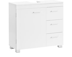 Beirut Wastafel - badkamerkast met 3 grote lades - badkamerkast - 2 vakken achter de deur - badkameronderkast met poten - 30 x 70 x 64 cm - wit