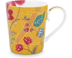 Beker met Letter - Koffiemok Theeglas - Dagelijks Gebruik - Uniek Alfabet Design - 350 ml - Geel