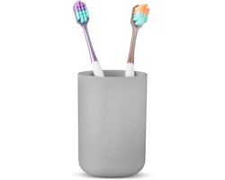 Beker - Tandenborstelhouder - Mondspoelbeker - Onbreekbare Tandenborstelbeker van Kunststof - Draagbaar - Mondspoelbeker voor Drinken - Grijs