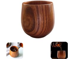 Beker-thee kop-koffiekop-melkebeker-warm drank beker-massief houten theekop-huishoudelijke artikelen-geschikt voor het drinken van thee, koffie, melk (bruin, 7*8cm)