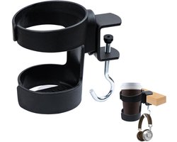 Bekerhouder boot, koffiekophouder met afneembare haak, bekerhouder boot voor kantoortafels en speeltafels, zwart