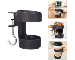 Bekerhouder, mokhouder, tafel, bureau, bureau, onder bekerhouder, houder, organizer, bureau, bekerhouder voor koffie, mok, koptelefoon, zwart