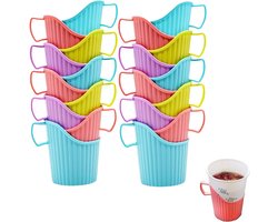 Bekerhoudertjes - 20 Stuks - Bekerhouder - Anti-Brandwonden - Hittebestendig Cup Cover Houder - Kunststof - Stapelbaar - Festival - Camping - Geschikt Voor Wegwerpbekers - Multifunctionele - Kunststof - Voor Kantoor/Huis/Gym/Badkamer Gebruik